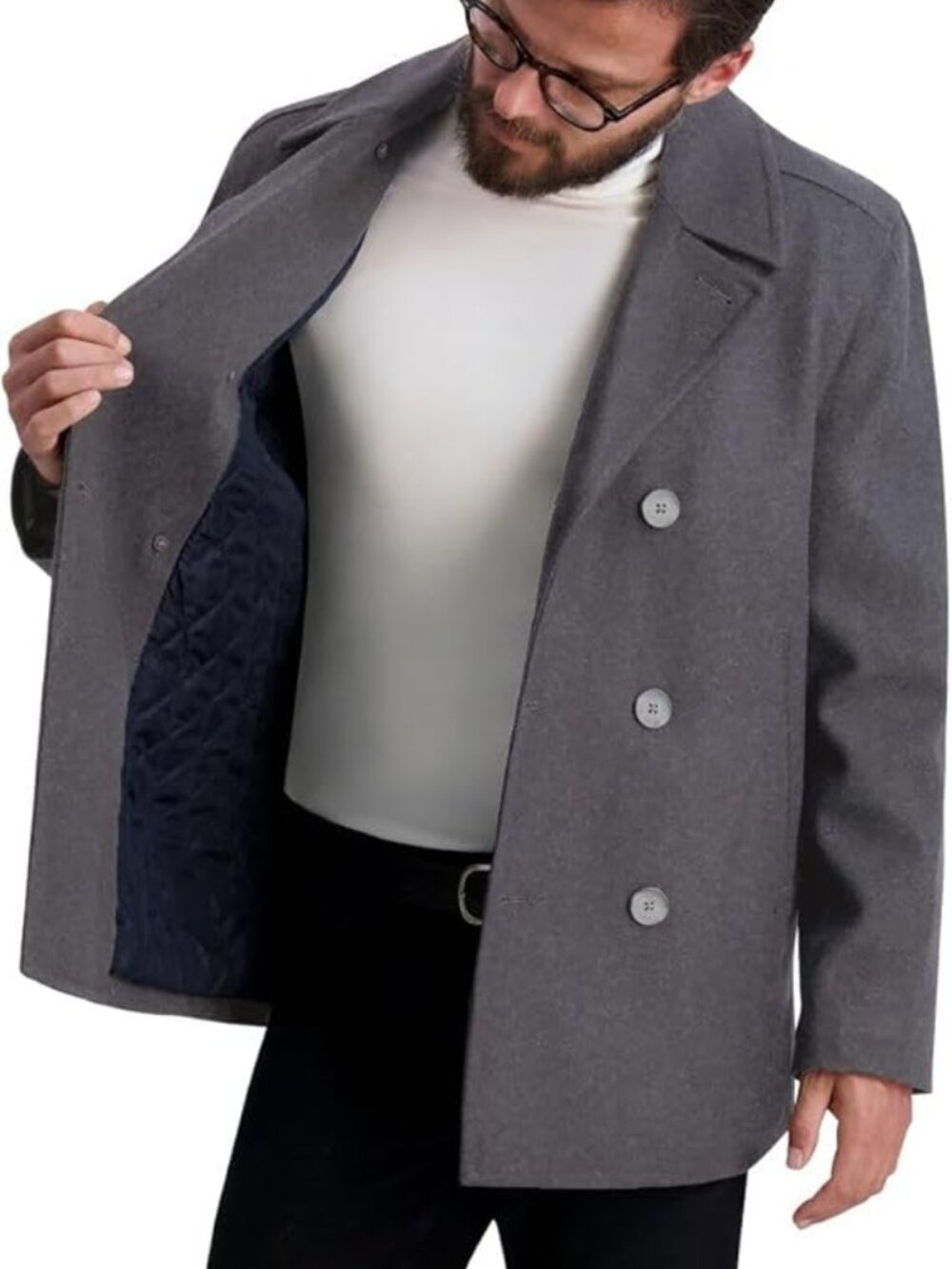 Nautica Men's Wool Blend Peacoat Double Breasted Coat LARGE New with Tags!